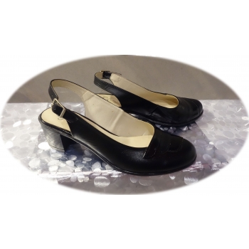 Czarne Sandały Damskie Obcas 4cm