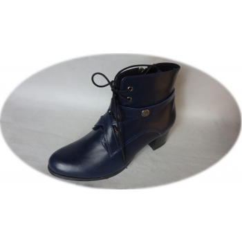Botki Granatowe - Buty Damskie - Skóra Naturalna - Polski Producent
