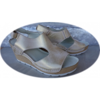Sandały damskie złoty koturn 8cm