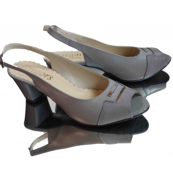 Modne Skórzane Sandałki POPIEL - Numer 39
