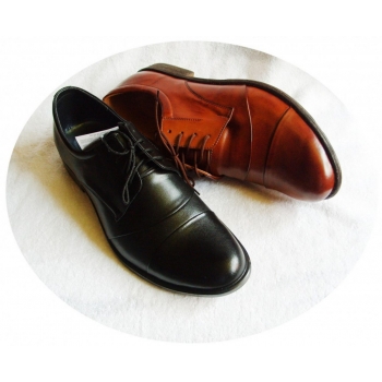 Skórzane Buty Męskie Koniak H42