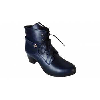 Botki Granatowe - Buty Damskie - Skóra Naturalna - Polski Producent