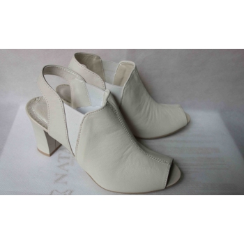 Eleganckie sandałki skórzane, beżowy, rozmiar 37