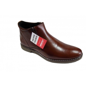 Kozaki męskie ze skóry naturalnej, zamki, brązowy - Rozmiar 42