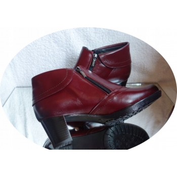 Botki Skórzane Damskie szerokiej tęgości H, obcas 6 cm, rozmiar 36