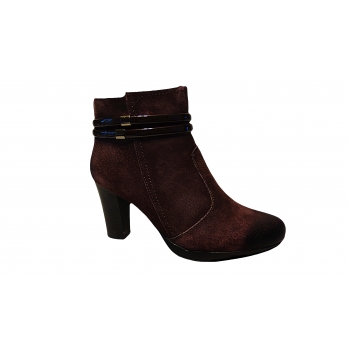 Botki damskie śliwkowe, skórzane, nowe, obcas 8.5cm, nr.39