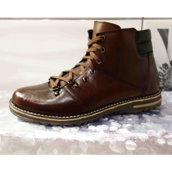 Trzewiki Męskie Skórzane Brąz 43