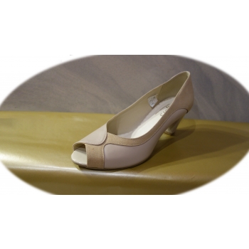 Sandały damskie z obcasem 6,5cm - beż - nr. 39