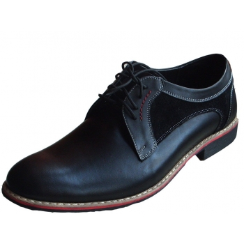 Eleganckie Skórzane Buty Męskie - Czarne (45)