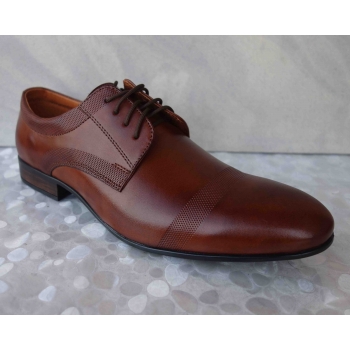 Eleganckie Skórzane Półbuty BRĄZ 41