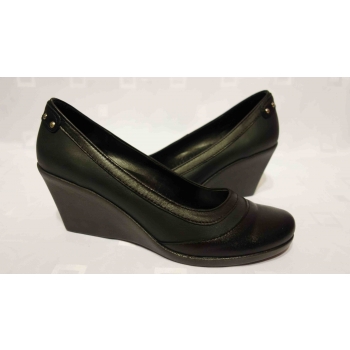 Eleganckie Skórzane Czółenko Koturn 8cm | Rozmiar 38