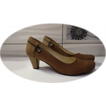 Eleganckie Czółenka Damskie Brąz Obcas 6,5cm - Rozmiar 38