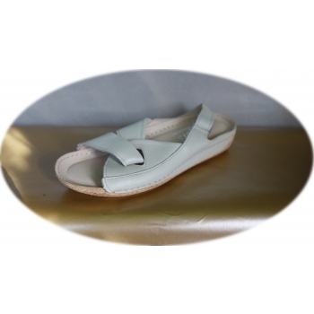 Sandały damskie beżowe z koturnem, skóra naturalna, rozmiar 37