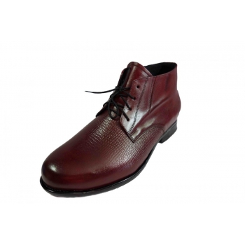 Eleganckie kozaki męskie na szeroką stopę - bordo 44