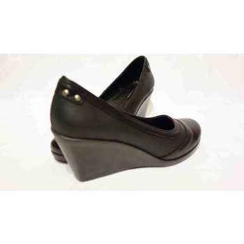 Eleganckie Skórzane Czółenko Koturn 8cm | Rozmiar 38