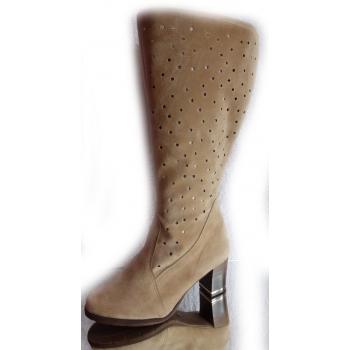 Kozaki Modne Ażurowe, Szeroka Cholewka, Nr. 41