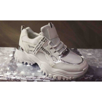 Białe buty sportowe Fashion SIATKI - Gruba podeszwa 38