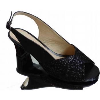 Eleganckie Skórzane Sandały Czarne 34