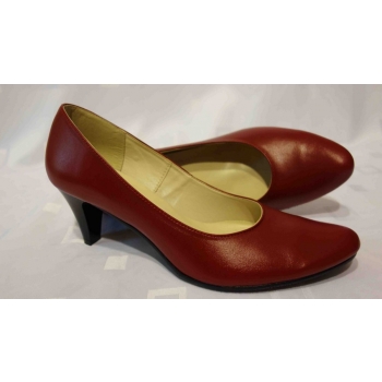 Czerwone Skórzane Czółenko 7 cm - Rozmiar 38