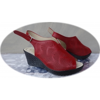 Sandały damskie skórzane, czerwone, 6,5cm, nr.41