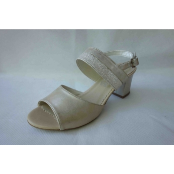 Sandały skórzane złote obcas 6cm, rozmiar 37