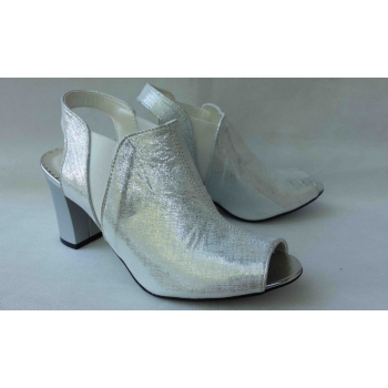 Sandały SKÓRZANE FASHION srebro obcas 8 cm 37