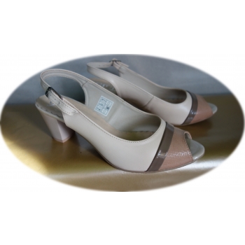 Eleganckie Sandały Damskie, Beż, Skóra Naturalna, 38