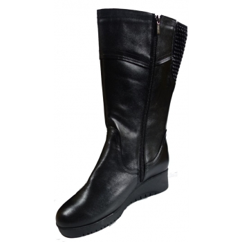 Eleganckie Czarne Kozaczki Skórzane 41