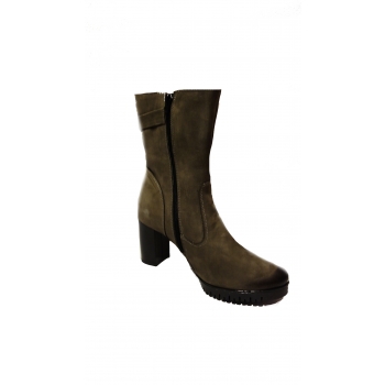 Botki kozaki skórzane, popielate, obcas 7,5 cm, rozm. 37