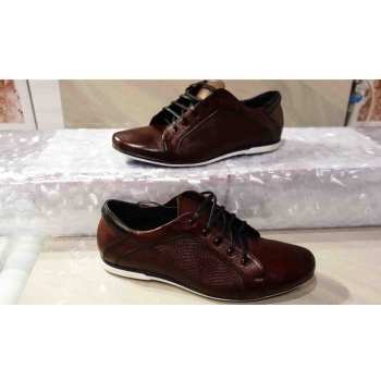 Eleganckie Męskie Buty Skórzane Bordowe 43