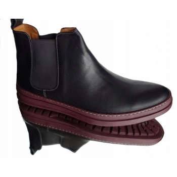 Skórzane Męskie Sztyblety Czarne 43