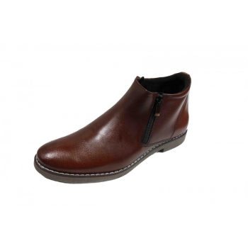 Kozaki męskie ze skóry naturalnej, zamki, brązowy - Rozmiar 42