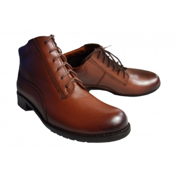 Eleganckie Botki Brązowe, Skóra Naturalna, Długość Wkładki 26.2cm