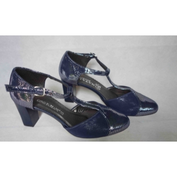 Eleganckie Sandały Skórzane - granat 7 cm (roz. 37)