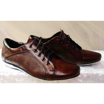Eleganckie Męskie Buty Skórzane Bordowe 43