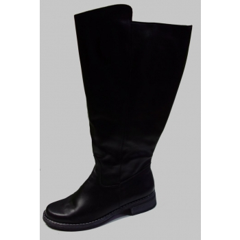 Eleganckie Skórzane Kozaki z Szeroką Cholewką - 39