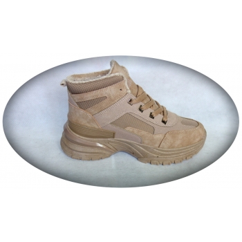 Wysokie buty damskie trapery sznurowane camel 38
