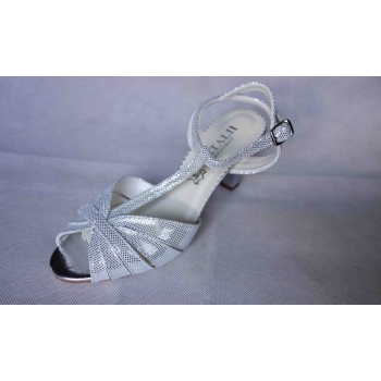 Sandały skórzane srebrne - 7cm (R. 36)