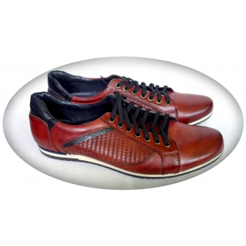 Eleganckie sportowe buty skórzane bordo 42