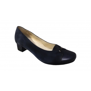 Eleganckie Czółenka Damskie Granat Skóra 5cm 36
