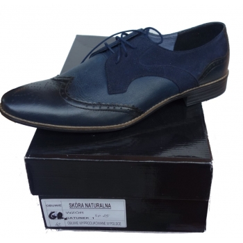 Buty męskie sznurowane granat 42