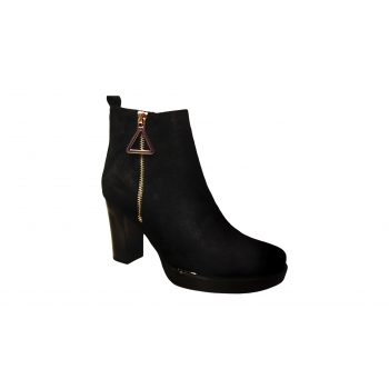Botki Damskie Skórzane Czarne Obcas 9 cm Nr.38