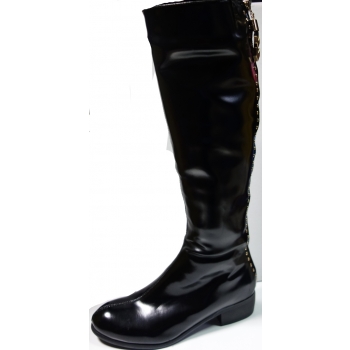 Eleganckie muszkieterki z eko-skóry - czarny połysk - r. 39