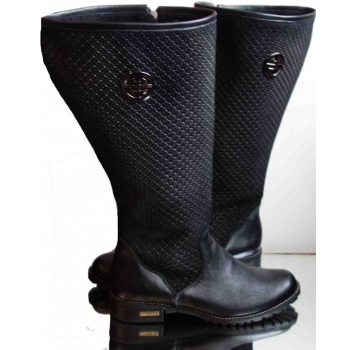 Kozaki skórzane ażurowe, wąska kostka, szeroka cholewka