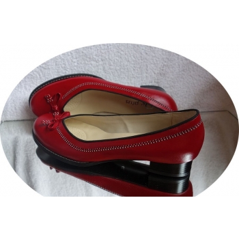 Eleganckie Skórzane Balerinki - Czerwone, Rozmiar 42