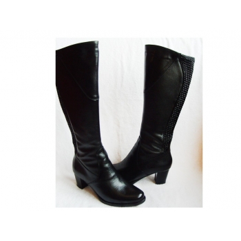 Kozaki Skórzane o Szerokiej Cholewce - 40-46 (Czarne)