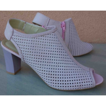 Eleganckie sandałki skórzane 8 cm obcas róż 40