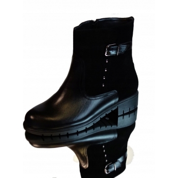 Eleganckie Botki Skórzane Szerokie Tęgość 2x H 39