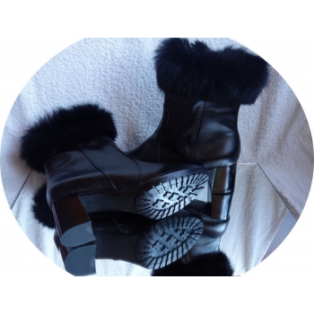 Buty Damskie Skórzane Botki Szerokiej Tęgości H, Obcas 6 cm