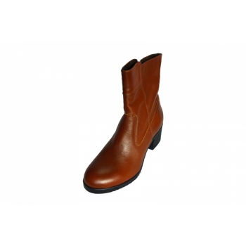 Botki brązowe na szerszą stopę, obcas 5.9 cm, nr.37